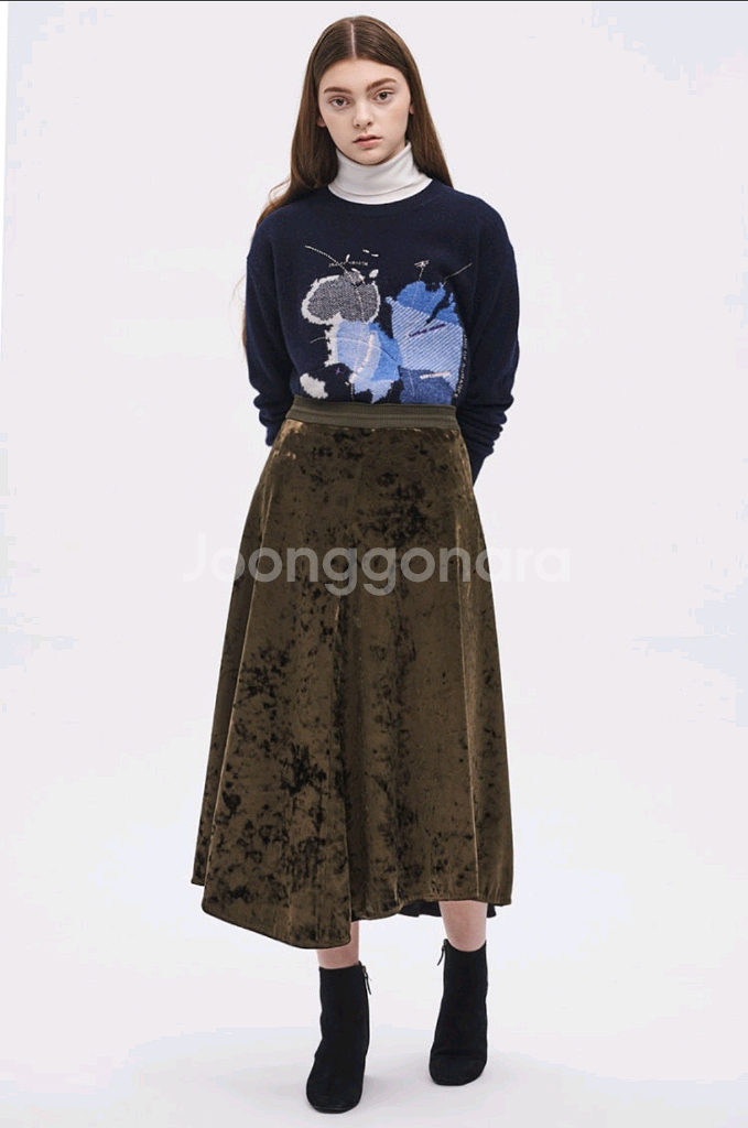 시스템 SYSTEM 밴딩 벨벳 스커트--0