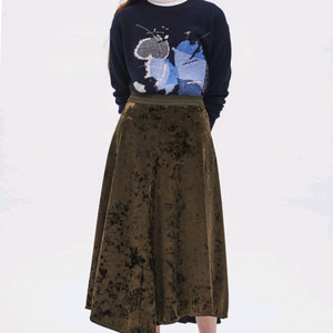 시스템 SYSTEM 밴딩 벨벳 스커트