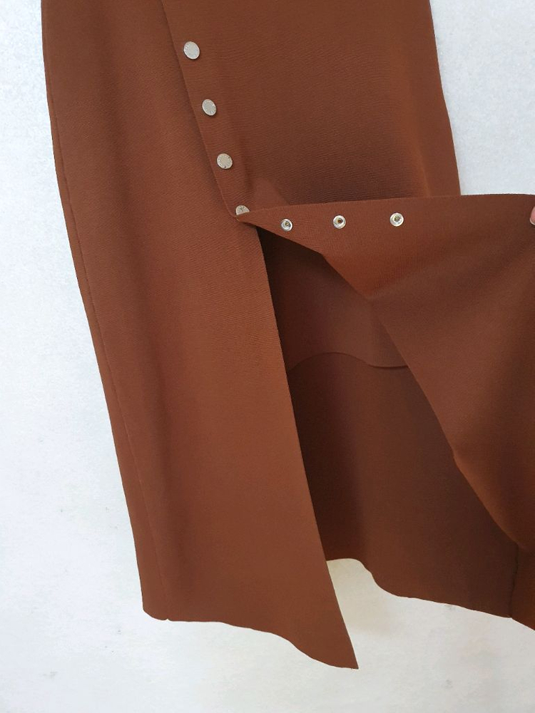 산드로 sandro 골드 버튼 슬릿 니트 스커트--5