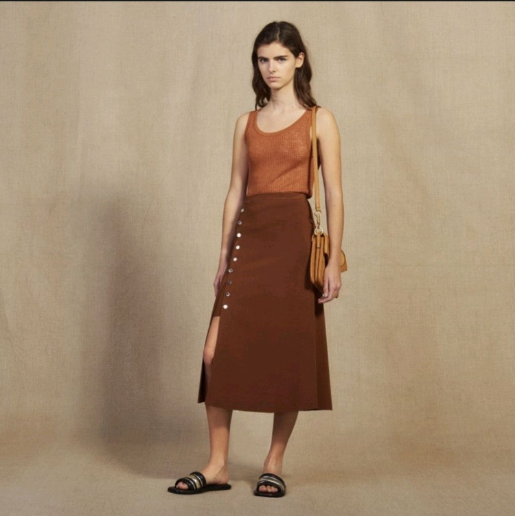 산드로 sandro 골드 버튼 슬릿 니트 스커트--1