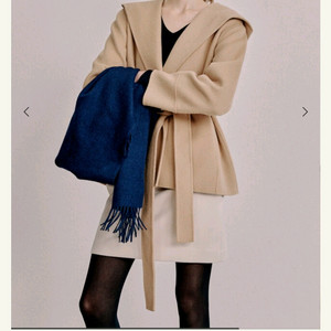 SIE 시에 엘라 핸드메이드 울 후드 코트 카멜 베이지