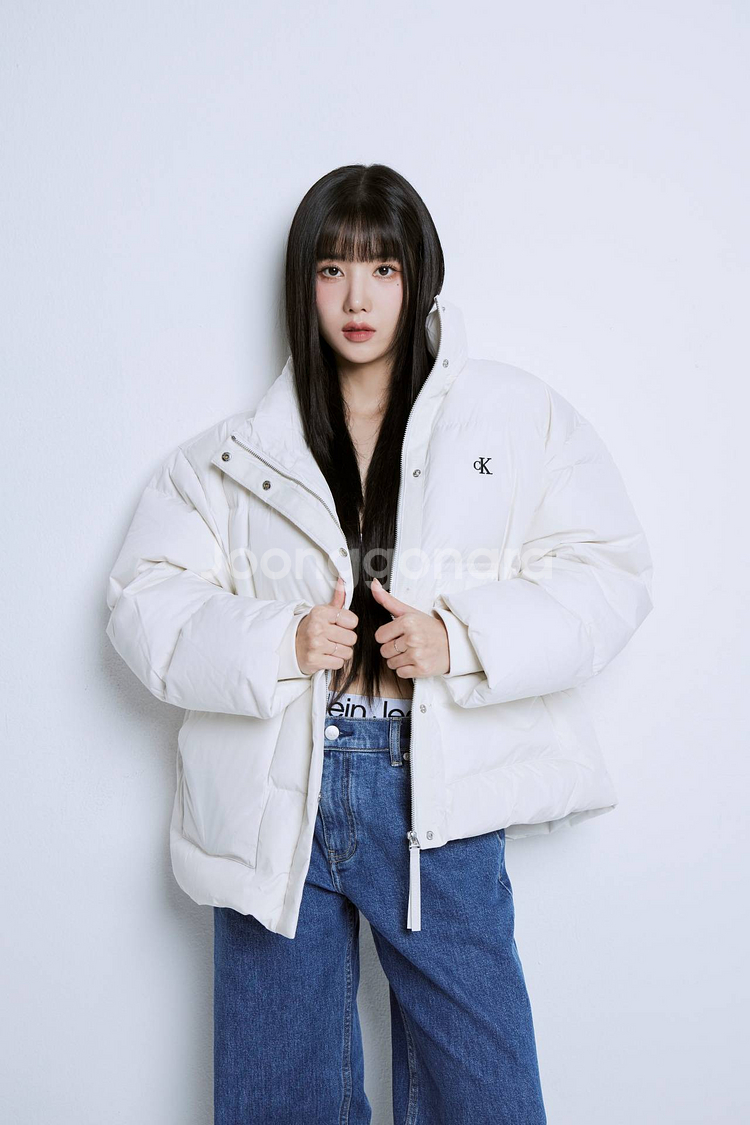 캘빈 클라인 CK 아이보리 푸퍼 숏패딩--7