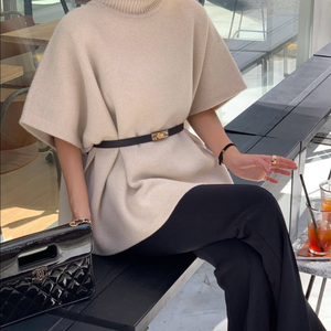 여성 니트 반팔 터틀넥 탑