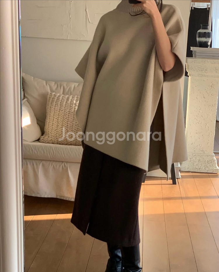 여성 니트 반팔 터틀넥 탑--5