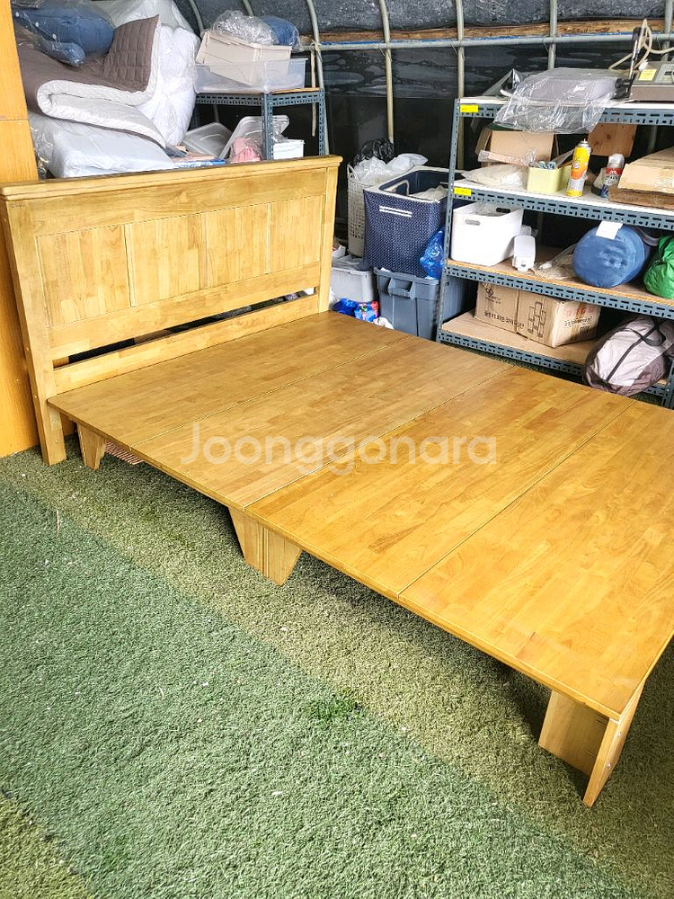 퀸 매트리스 + 원목 침대프레임 세트--7