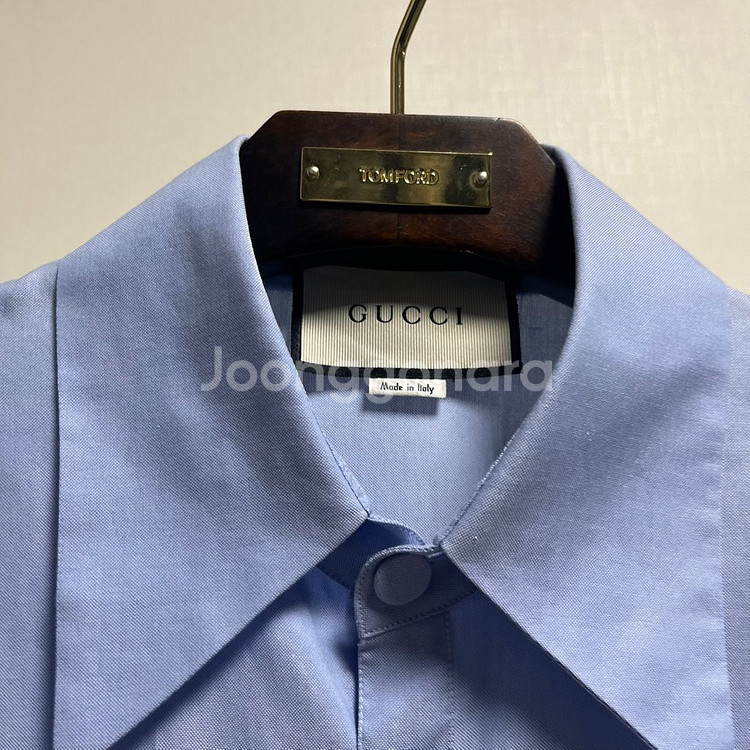 정품 46) 구찌 스카이블루 카라 셔츠--2