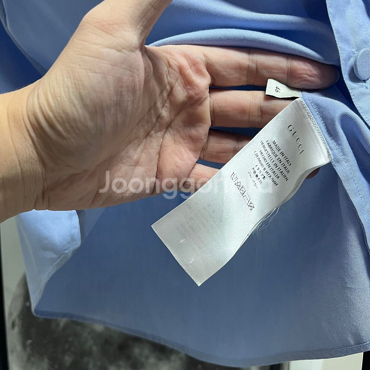 정품 46) 구찌 스카이블루 카라 셔츠--3