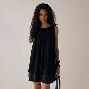 [새상품] 트리밍버드 타이 미니 원피스 블랙