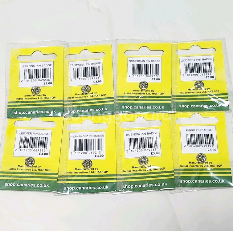 노리치시티 축구 선수 뱃지 8종 일괄 뺏지--1