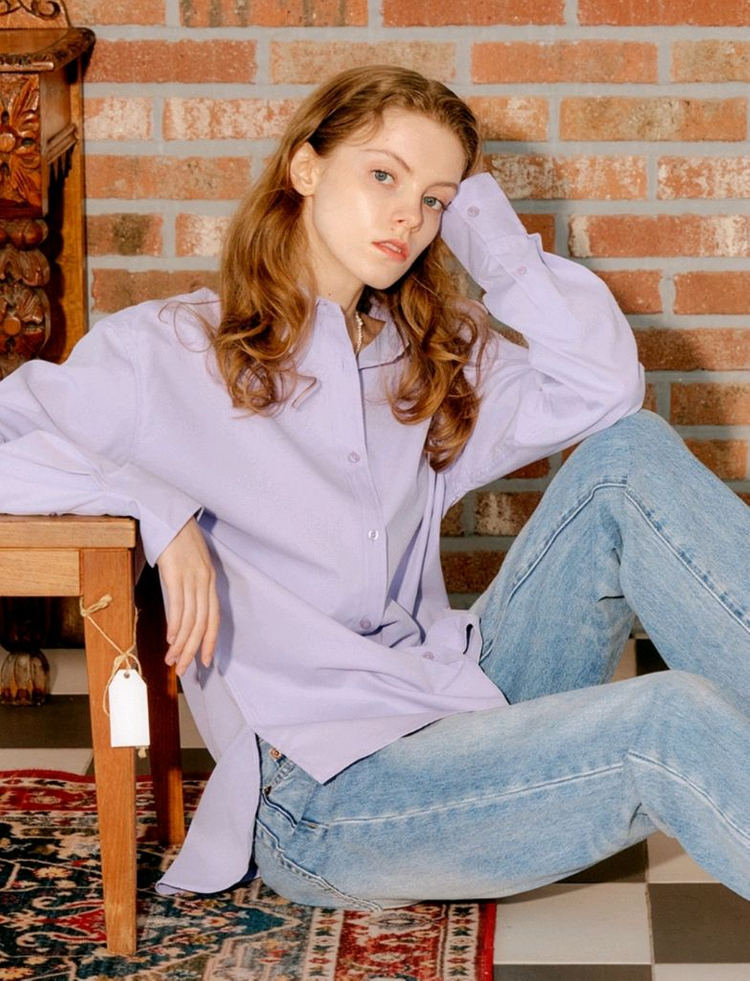 제너럴아이디어 - 컬러풀 루즈 셔츠 [바이올렛]--4