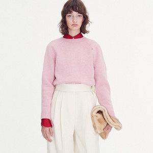 렉토 시그니처 라운드넥 니트 핑크