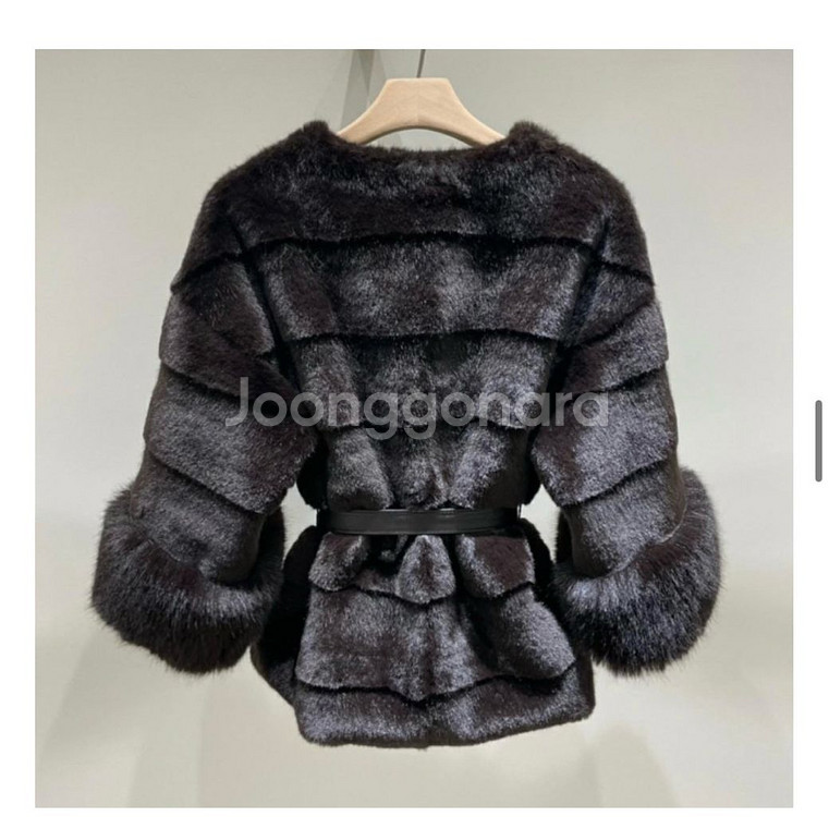 에코 밍크 퍼자켓(벨트포함)--1