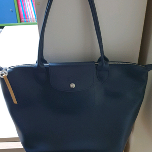 롱샴 르 플리아쥬 시티 M 토트백 네이비