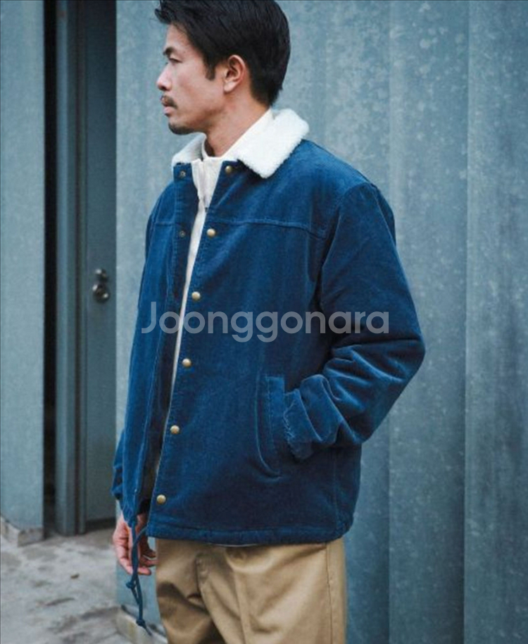 빔즈 코듀로이 보아 코치 양털 자켓 L (블루)--2