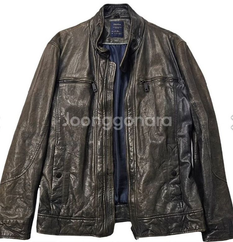 지오지아 이탈리아 리얼 양가죽 가죽재킷 블루종--0
