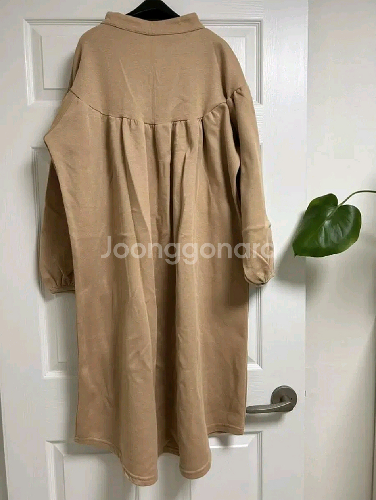 기모 롱 원피스 베이지 셔링 헨리넥 맨투맨 빅사이즈 임부복 임산부 아이보리 프리--1