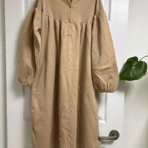 기모 롱 원피스 베이지 셔링 헨리넥 맨투맨 빅사이즈 임부복 임산부 아이보리 프리