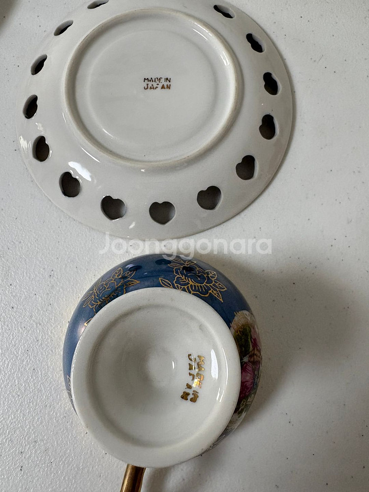 일본 빈티지 도자기 컵&소서 2인세트--0