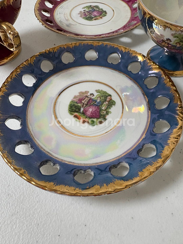 일본 빈티지 도자기 컵&소서 2인세트--2