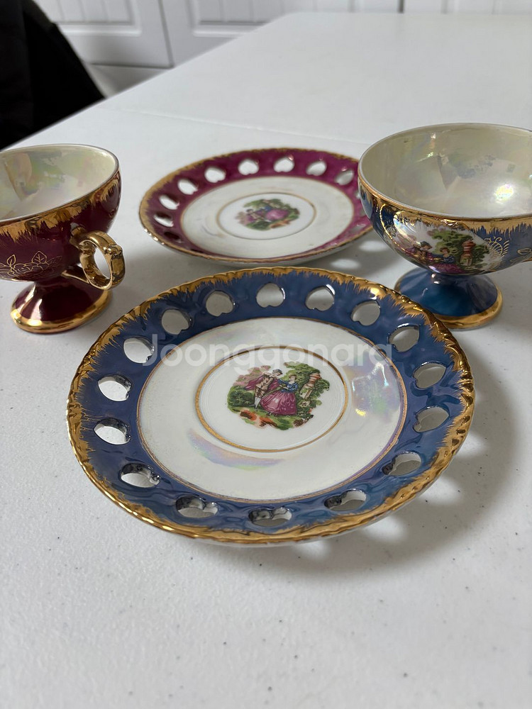 일본 빈티지 도자기 컵&소서 2인세트--3