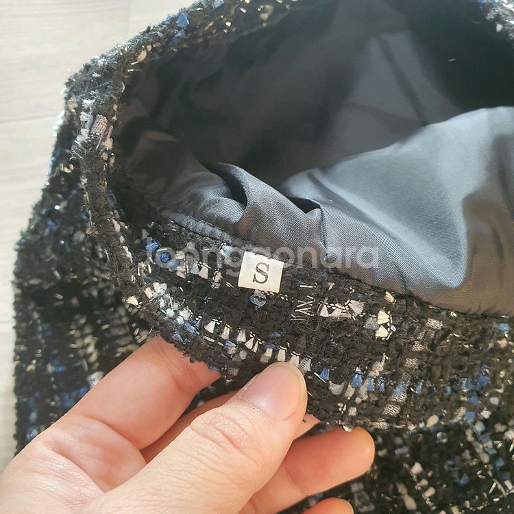 트위드 머메이드 미니 스커트 S 프릴 치마 블랙 네이비 글리터 스팽글 언발 겨울 속바지 있음--2