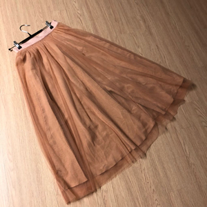 15eme 피프틴엠 샤 핑크 망사 롱 스커트 치마 하객룩 출근룩 결혼식 이미지