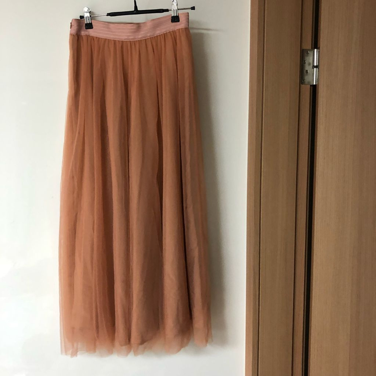 15eme 피프틴엠 샤 핑크 망사 롱 스커트 치마 하객룩 출근룩 결혼식 이미지