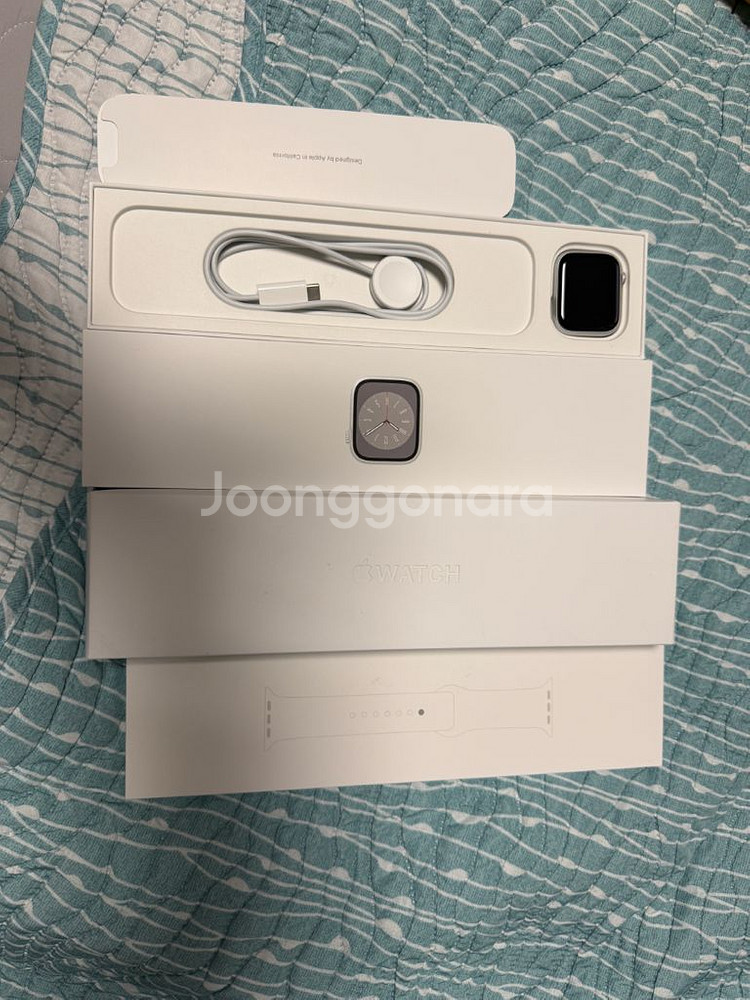 애플워치8 실버 알루미늄 45MM 셀룰러 화이트밴드--8