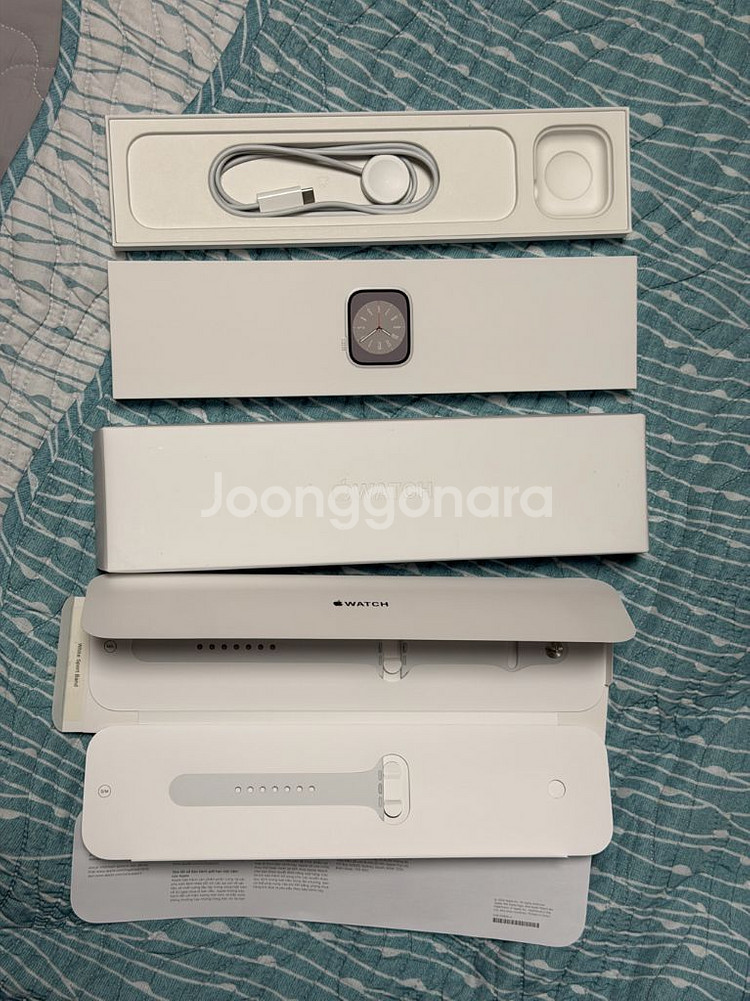 애플워치8 실버 알루미늄 45MM 셀룰러 화이트밴드--7