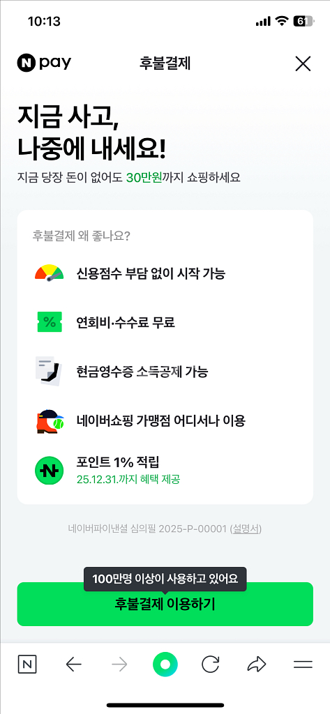 네이버페이 후불결제 20--0