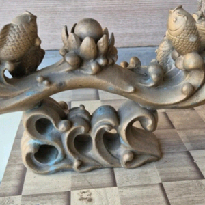 조각상 잉어 연꽃