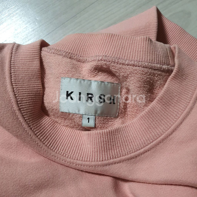 키르시 빅체리 맨투맨 티셔츠 핑크 기모 긴팔 분홍 딸기우유색 여성용 면 스웻셔츠--3
