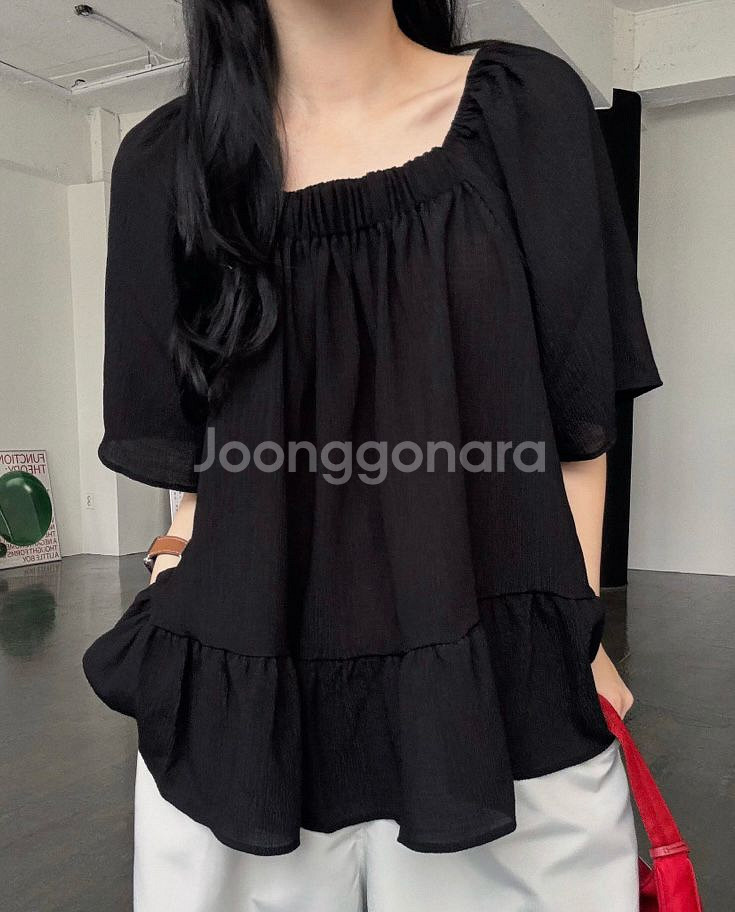 [새제품]모네 블랙 블라우스--4