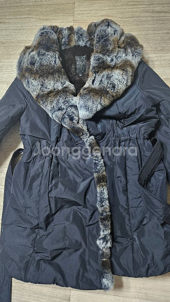 리가 여성 천연 토끼털 하프패딩--0