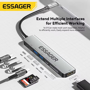 Essager USB C 허브 M 2 SSD 하드 디스크 인클로저 6 7 in 1 USB3 2 Macbook Pro