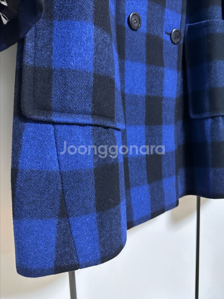 럭키슈에뜨 블루 체크 더블 코트 36--7