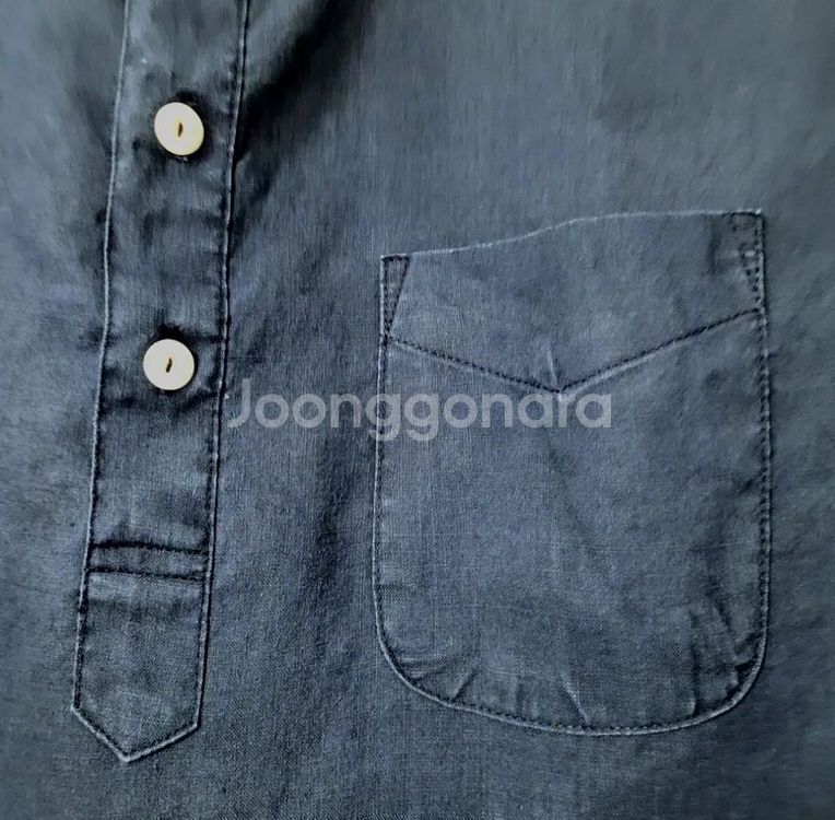 헨리넥 린넨 마블라우스--1