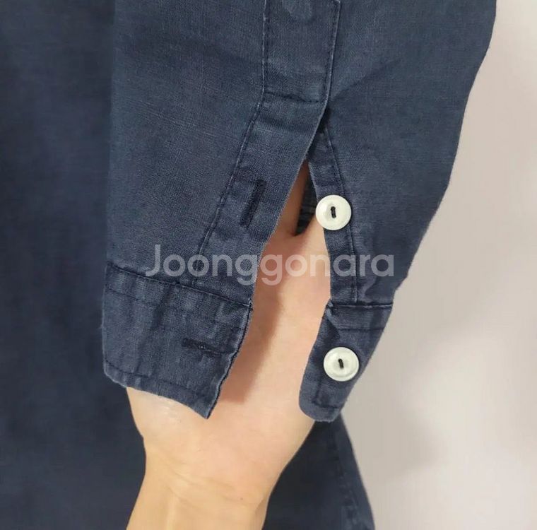 헨리넥 린넨 마블라우스--2