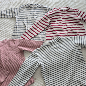 아기 줄무늬 목폴라 티셔츠 4벌 일괄 100사이즈