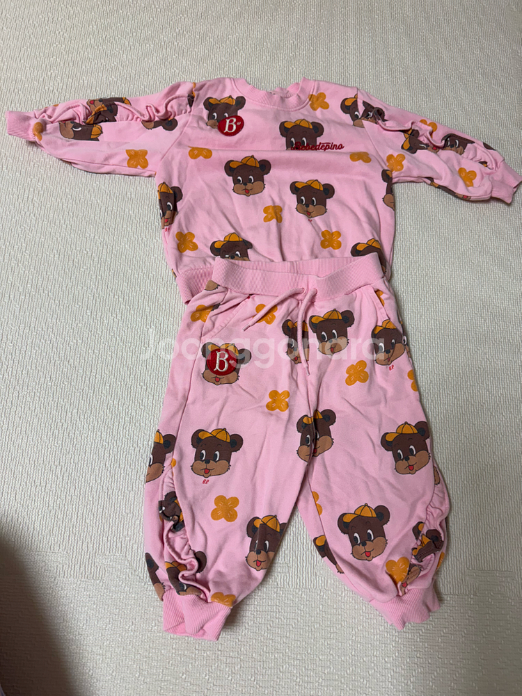 90사이즈 베베드피노 슈슈앤크라 블루독 여아 상하복세트 원피스--0