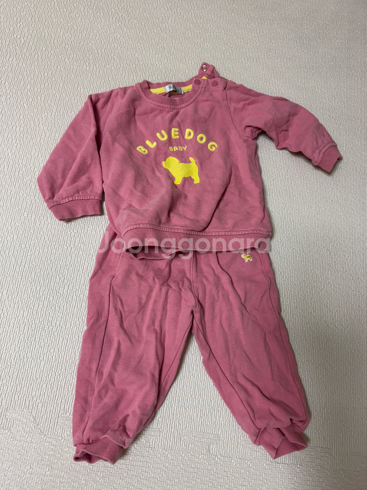 90사이즈 베베드피노 슈슈앤크라 블루독 여아 상하복세트 원피스--9