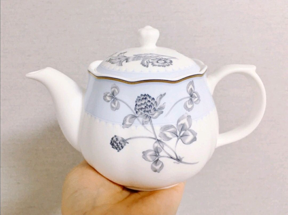 [일괄택포]일본 빈티지 니코(NIKKO) 힐링 가든(Healing Garden) 찻잔 2조와 티팟 세트--1