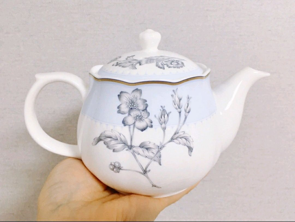 [일괄택포]일본 빈티지 니코(NIKKO) 힐링 가든(Healing Garden) 찻잔 2조와 티팟 세트--2