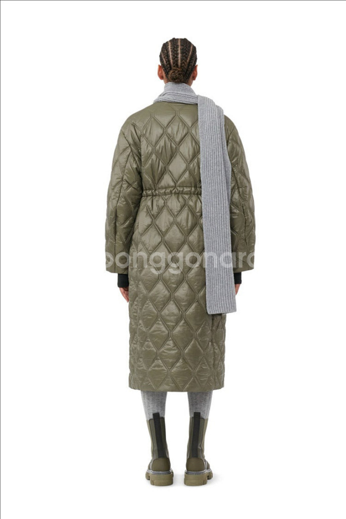 송혜교 가니 퀼팅 패딩 롱 코트 카키--5