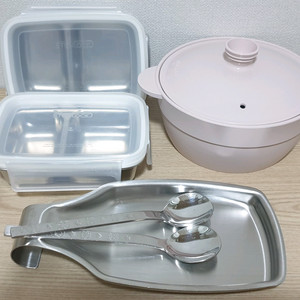 실리만 실리콘 찜기 스텐락 나눔용기 2개 조리도구받침대 어린이 숟가락2