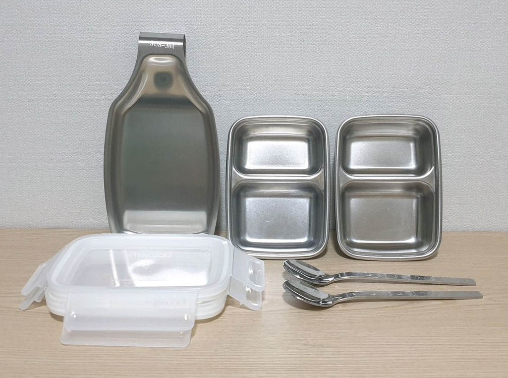 실리만 실리콘 찜기 스텐락 나눔용기 2개 조리도구받침대 어린이 숟가락2--4