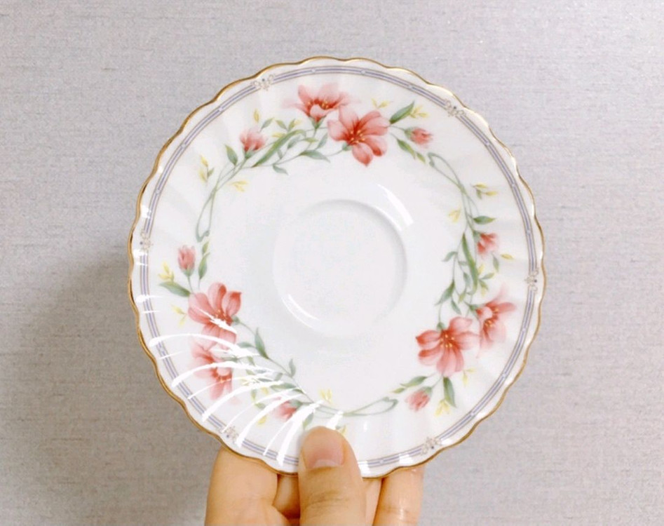 [1조 가격]일본 빈티지 니코 웨이브 플라워 패턴 찻잔 겸 커피잔--3