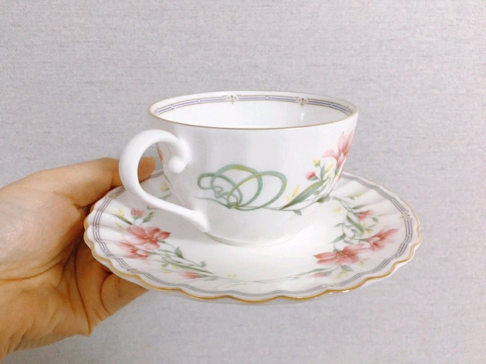 [1조 가격]일본 빈티지 니코 웨이브 플라워 패턴 찻잔 겸 커피잔--1