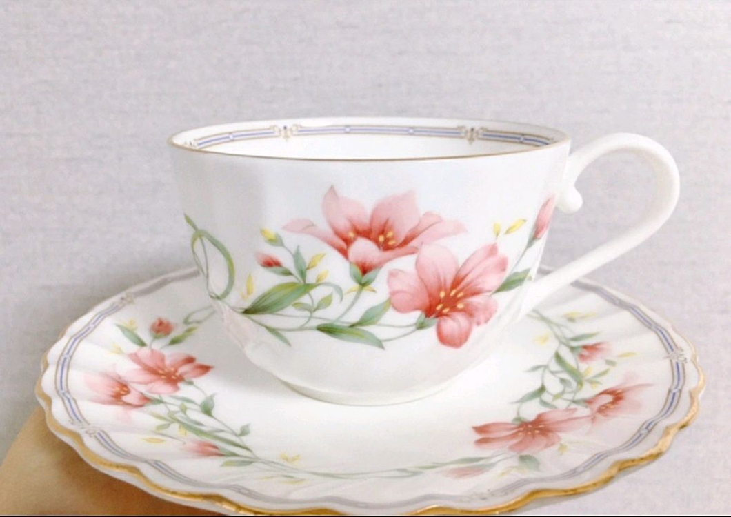 [1조 가격]일본 빈티지 니코 웨이브 플라워 패턴 찻잔 겸 커피잔--2