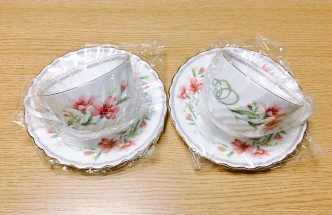 [1조 가격]일본 빈티지 니코 웨이브 플라워 패턴 찻잔 겸 커피잔--8